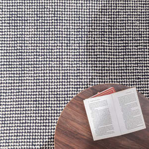 Blue <b>White</b> Geometric Handmade Modern Cushioned Wool Area <b>Rug</b> Woven Braided Latex Backing Rectangle Indoor Home Decor - Product Image 1
