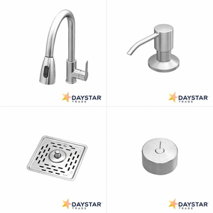 อ่างล้างจานเดี่ยวทรงสี่เหลี่ยมแบบติดตั้งใต้เคาน์เตอร์ Daystar Trade Premium 304 สแตนเลสสตีล ผลิตด้วยมือ ดีไซน์ทันสมัย พร้อมก๊อกน้ำ - Product Image 3