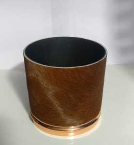 Pot à bougie en cuir noir avec couvercle en or rose - Product Image 3