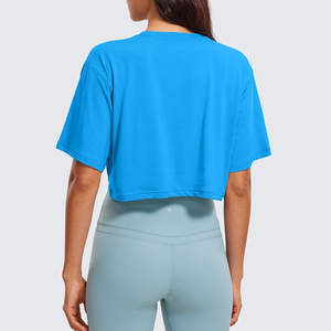 Women's Blue <b>Cropped</b> CAMIS V-neck Short Sleeve Solid Color Sweet Style Eco-Friendly Breathable <b>Sequined</b> Bow Woven Fabric <b>Top</b> - Product Image 2