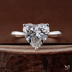 Anillo de compromiso de lujo con diamante solitario de 3 quilates, cultivado en laboratorio, con engaste de tallo pellizcado en oro blanco de 10K. - Product Image 1
