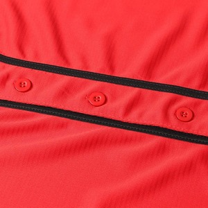 Men's <b>Red</b> Crew Neck Baseball Jersey Short Sleeve Moisture Wicking Polyester Sport Shirt Regular Fit Solid Color - Product Image 5