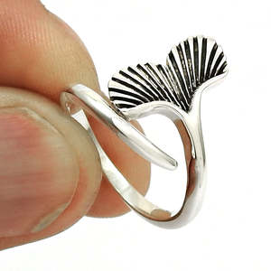 Hot Sale 925 Sterling Silver Finger Jewelry For Women And Girls Pretty Ginkgo Leaf Shape Adjustable Open Design Bohemian Jewelry - Product Image 1