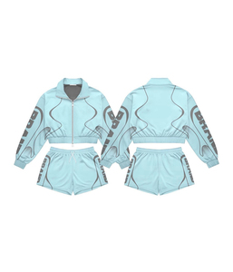 Women Sporty Tracksuit 2 Piece Zipper Jacket <b>Shorts</b> Quick Dry <b>Polyester</b>/Nylon Full Sleeve Summer Wear Stand Collar Tracksuit - Product Image 4