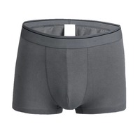 Boxers amples en coton tricoté sans couture pour hommes, couleur unie, taille mi-haute, confortables pour le sommeil, sous-vêtements, vente en gros OEM, personnalisables