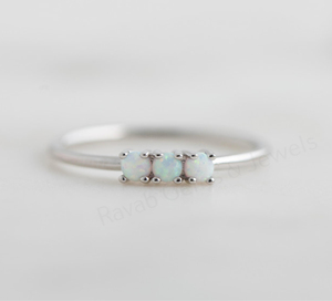 Natural Ethiopian <b>Opal</b> 3mm Round Shape 925 Silver <b>Gold</b> Plated Prong Set Minimalist Gemstone <b>Ring</b> Unisex Women's Wedding Jewelry - Product Image 4