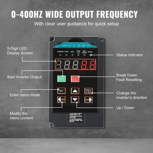 Inverter VFD 2HP 1.5KW 7.5A Trifase 220V Ingresso/220V Trifase Uscita 40-60Hz Ingresso/0-400Hz Uscita IP54 22KW - Product Image 3