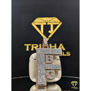Colgante de Alfabeto FBG Totalmente Cubierto con Diamantes de Imitación VVS, Joyería Hip Hop de Plata 925 de Lujo para Hombre por Trisha Jewels - Product Image 3