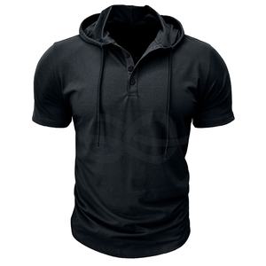 <b>Men's</b> <b>Short</b> <b>Sleeve</b> Print Hooded Pullover <b>Hoodies</b> 100% Cotton Winter Gym Workout Athletic Activewear Casual Fitness - Product Image 1
