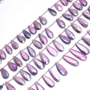 Cadena de Cuentas de Piedra Lunar Púrpura Natural Facetada en Forma de Pera de 8 Pulgadas, Gema Auténtica para la Fabricación de Joyas, Pulseras y Collares - Product Image 3