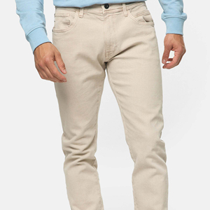 Jean en denim beige pour homme, coupe droite, style décontracté |   Pantalons streetwear vintage délavés |   Façade respirante | - Product Image 2