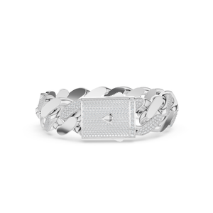 Aurum Diam Gold <b>Silver</b> Open <b>Cuff</b> <b>Bracelet</b> Name Pendant Micro Pave Moissanite Charm EGI Certified Crown Shape Unisex Party Gift - Product Image 3
