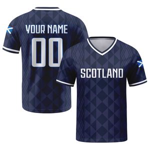 Camiseta de Fútbol de Escocia para Hombre, Nombre y Número Personalizados, Cuello en V, Manga Corta, Poliéster Sublimado, Ropa Deportiva Transpirable - Product Image 1