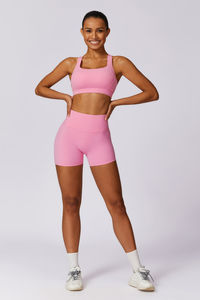 Sujetador Deportivo para Mujer, Diseño Cruzado en la Espalda, Ligero, Simple, Rosa, Flexible, Transpirable y Elástico, Ideal para Gimnasio y Fitness - Product Image 6