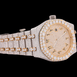 Stylish <b>Man's</b> Yellow Gold Moissanite Diamond Iced Out Arabic Dial Customized Hip Hop <b>Smart</b> Wristwatch Bust Down <b>Man's</b> Jewelry - Product Image 3