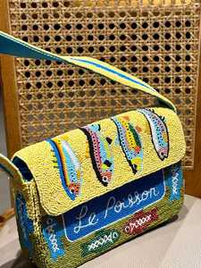 Sac à bandoulière perlé avec broderie de perles, sac à main brodé de perles au design unique et entièrement fait main - Product Image 5