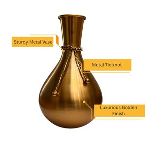 Book Your Crafts Premium Decorative Metal Vase Teardrop Shape Brushed Gold Finished <b>Table</b> Centerpiece - Product Image 3
