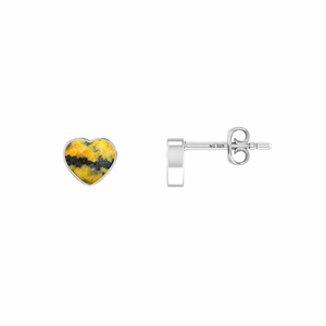 Premium 925 Sterling Silver Seawater Bumble <b>Bee</b> Heart Shape Butterfly Lock Stud Earrings Bezel Setting Trendy Wedding Party <b>Gift</b> - Product Image 1