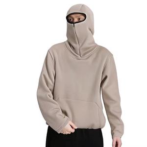 Winter Custom Double Layer Pullover <b>Oversized</b> <b>Mens</b> Balaclava Fleece Heavy Weight Zip up Mask <b>Hoodie</b> Hoodies <b>for</b> Man 100% Cotton - Product Image 1