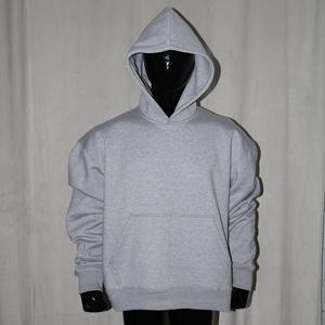 Sudadera con capucha de algodón de felpa de color gris ceniza, de gran tamaño, de tejido grueso y canalé apretado, talla americana, con bordado desgastado, Finer Thread - Product Image 2