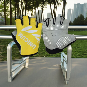 Gants de cyclisme sportifs tendance, design sans doigts aux couleurs contrastées, flexibilité maximale, gants de vélo demi-doigts en spandex extensible - Product Image 3