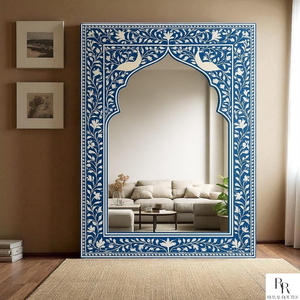 Rajasthani Bone Inlay MDF <b>Mirror</b> <b>Frame</b> Antique Style Handmade Wall Hanging for Modern Interiors Diwali - Product Image 3