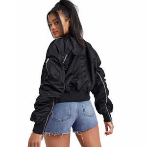 Blouson court d'hiver personnalisé pour femme, nouveau design, style aviateur matelassé brodé, respirant, coupe-vent, écologique - Product Image 2