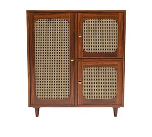 Wholesale Boho Solid Wood Rattan <b>Sideboard</b> 3 Door Cane Buffet Cabinet Mid Century Modern Storage Credenza - Product Image 2