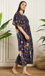 Robe kaftan en coton indien faite à la main, kimono de plage, robe bohème maxi pour les vacances et les moments de détente - Product Image 6