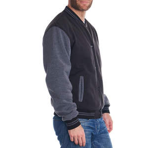 Vente directe usine – Blouson universitaire homme style urbain en laine et toile polyester, col montant, léger, décontracté, streetwear - Product Image 4