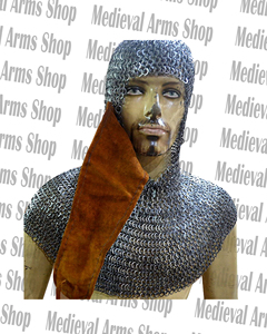 Capucha de Cota de Malla Medieval Hecha a Mano con Acolchado de Cuero, Anillos de Acero Suave Remachados, Armadura de Caballero para Cosplay y Reenactment - Product Image 4