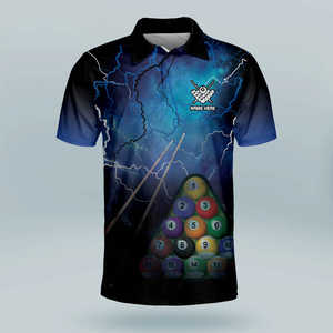 Camisa de Billar para Hombre, 100% Poliéster, Tela de Lona Transpirable, Manga Corta, Diseño Sublimable Personalizable, Secado Rápido, OEM - Product Image 5