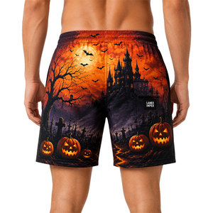 Custom <b>Men</b> Halloween Pumpkin Print Swim Shorts Quick Dry Beach Shorts Lightweight Summer Vacation Swim <b>Trunks</b> OEM ODM Service - Product Image 4