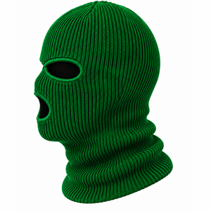 Cagoule tricotée verte à 3 trous, masque intégral, couvre-chef chaud d'hiver pour extérieur, taille adulte unisexe 56-58CM - Product Image 4