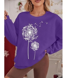 New Collection Luxury Long Sleeve Neck Shoulder Slope Printed Comfortable Casual Women's Cotton Sweatshirt Winter Custom Front - Product Image 6