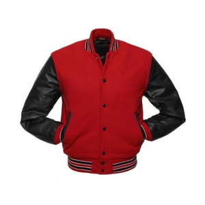Custom Genuine Leather Sleeves Baseball Bomber Leather <b>Varsity</b> <b>Jacket</b> for Men - Product Image 3
