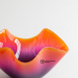 ชามเสิร์ฟตกแต่งรูปทรงคลื่นหลากสี ไล่เฉดสีส้ม ชมพู ม่วง ของตกแต่งศิลปะสมัยใหม่ ชามใส่ผลไม้ ขนมขบเคี้ยว - Product Image 2