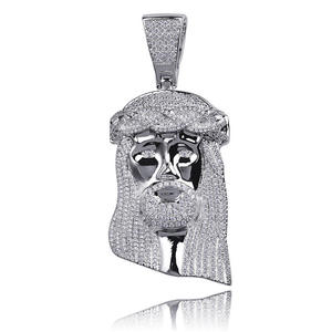 Iced Out Jesus <b>Face</b> Pendant 925 Silver 18K Gold Plated Moissanite Round Brilliant Cut Hiphop Religious Charm Unisex - Product Image 2