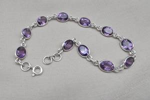 Pulsera de tenis de amatista, gema natural morada, eslabones ovalados, joyería clásica de lujo, plata 925 para mujer, venta al por mayor OEM - Product Image 5