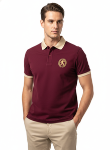 Polo para hombre con cuello y puños bordados con el logo de un león, manga corta, estilo preppy, tela de algodón Oxford - Product Image 5