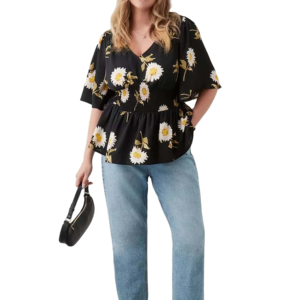 Blusa de Franela Casual para Mujer, Manga Larga, Bordada, con Botones al Frente, Estampada, Brillante, para Oficina, Fiestas, Eventos, Tallas Grandes - Product Image 1