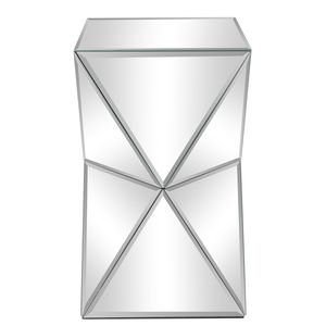 Comodino Moderno Argento con Specchio, Design Irregolare, Arredamento Camera da Letto per Casa o Appartamento, in Durevole Pannello a Densità Elevata - Product Image 6