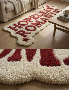 Alfombra Moderna Premium de Lana Blanca Borgoña, Antideslizante, de Pelo Medio, con Diseño Gráfico, Hecha a Mano para Decoración del Hogar - Product Image 4