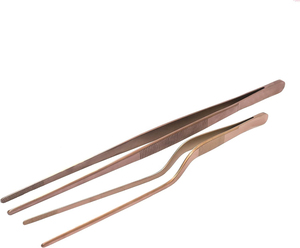 Pinzas Metálicas Azules, 2 Piezas, Extra Largas, Rectas y Curvas, Utensilios Culinarios para Emplatar, Cocinar y Decorar Alimentos - Product Image 3