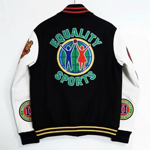 Custom Men's Black Wool Varsity Jacket Leather Sleeve Fire Society California Patch Streetwear Baseball Letterman Jacket Winter - Product Image 3