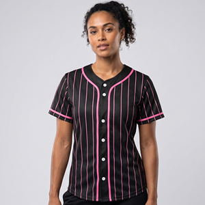 เสื้อเบสบอลผู้หญิงแบบซับลิเมชั่น OEM เสื้อเบสบอลสั่งทำพิเศษสำหรับผู้เล่นหญิง คอกลม เสื้อเบสบอลผู้หญิง - Product Image 6