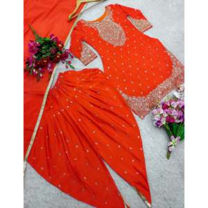 ชุดเดรสออกงานพรอมชุดเสื้อ dhoti dupatta - Product Image 3