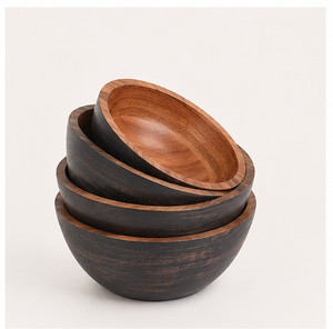 Ensemble de saladiers tendance en bois d'acacia écologique, grand bol de service en bois massif fait main pour fruits, collations et décoration de cuisine - Product Image 3