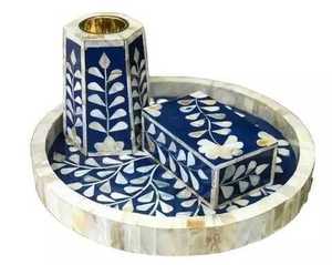 Brûleur de Bakhoor Religieux Arabe Luxueux ARIF HANDICRAFT, avec incrustation de nacre et d'os, plateau en MOP, boîte en résine, parfum de rose - Product Image 4