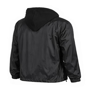 Chaqueta Impermeable de Nailon Ligera y Transpirable con Cierre de Botones Grandes, Personalizable con Logotipo, Chaqueta Deportiva Negra Lisa - Product Image 4